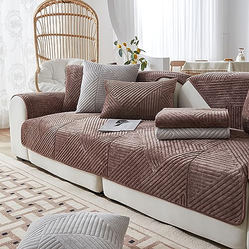 Sofabezug Ecksofa L Form Sofaschoner rutschfest Couch Cover L Shape Sofaschutz Sitzfläche Samt Schonbezug Luxuriöser Sofaschoner für 1-4 Sitzer und Bringen Sie Eleganz in Ihr Zimmer (I,90*160CM) von Herfair