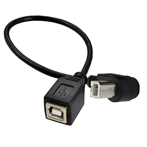 Herfair USB Typ-B Kurzverlängerungskabel, 90-Grad-Angewinkelter USB 2.0 Typ-B-Stecker, 25 cm männlich auf weiblich USB-B-Extender für Drucker, Scanner, Mobile HDD und mehr (Aufwärtsgewinkelt) von Herfair