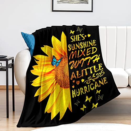 Sonnenblumen-Decke, schöne Sonnenblumen-Überwurfdecke, weiches Flanell, leichte Decke, Geschenke für Kinder und Erwachsene, 203,2 x 152,4 cm von Herfang