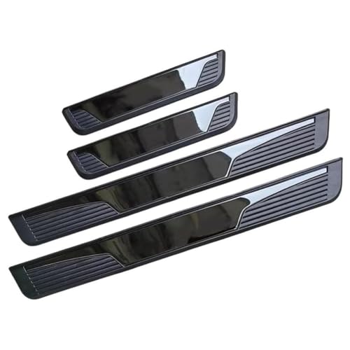HerfsT Auto Edelstahl Einstiegsleisten Schutz für VW Transporter Multivan Caravelle T6 2015-2020, Türschweller Lackschutzfolie Abdeckung Kratzschutz Pedal Aufkleber Zubehör,D/Black von HerfsT