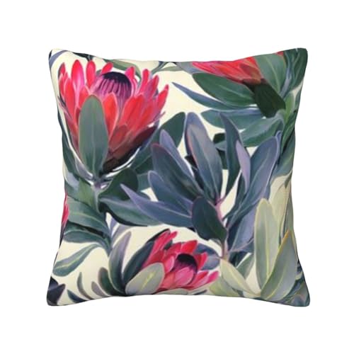 HerfsT Protea Paradise bedruckter quadratischer Kissenbezug, weich, langlebig, dekorativer Kissenbezug für Couch, Bett, Sofa, Schlafzimmer, 50,8 x 50,8 cm von HerfsT