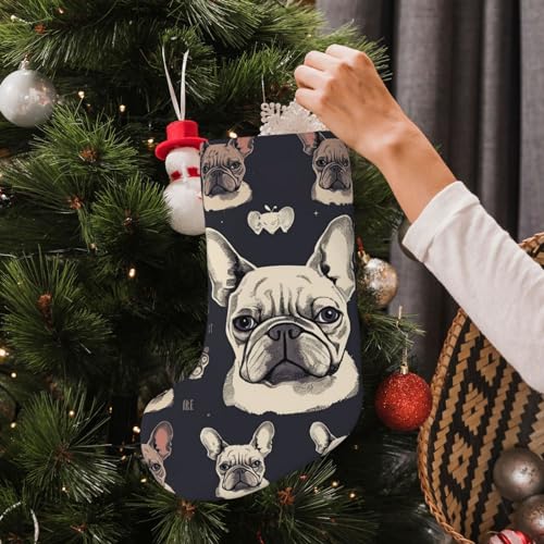 HerfsT Weihnachtsstrümpfe mit Aufschrift "I Love French Bulldogge", Weihnachtsstrümpfe, Weihnachtsstrümpfe, hängende Strümpfe für Treppen, Kamin, zum Aufhängen, Weihnachtsdekoration, 1 Packung von HerfsT