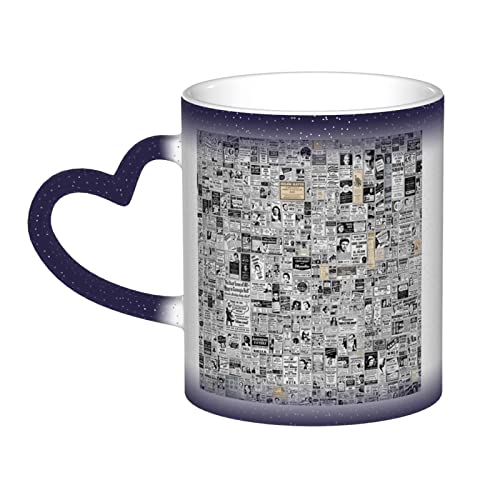 Hitzeempfindliche Farbwechsel-Tasse Zeitung HD bedruckte Keramiktasse Neuheit wärmeempfindliche Tasse personalisierte Geschenke für Geburtstag Jahrestag Weihnachten 370 ml von HerfsT