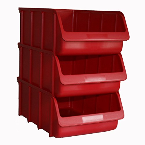 3x Profi Sichtboxen PP Größe 5 rot NEU Stapelbox Sicht-Lagerbox Boxen Sichtbox von Hergestellt Für Bauprofi