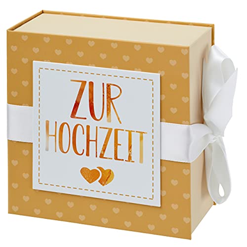 Hergo, Glück schenken 2034 Geschenkschachtel, Pappe mit Stoffschleife, Bunt, 13x13cm von Hergo, Glück schenken