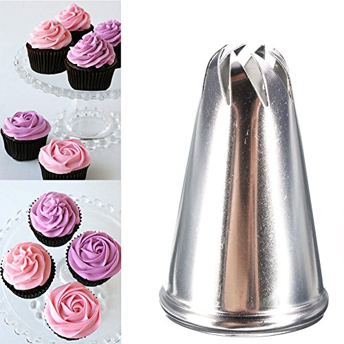 HERGON Edelstahl Acht Zähne Drop rose Blumen Spritzbeutel Spitzen Düse Werkzeug für Backen und Kuchen Cupcake Dekorieren. von XGAGHB