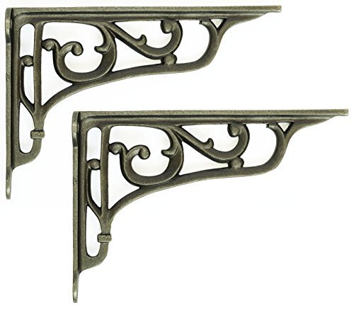 Paar Gusseisen Edwardianischer Stil Regal Klammern (22,9 cm/22 cm) von Heritage Casting