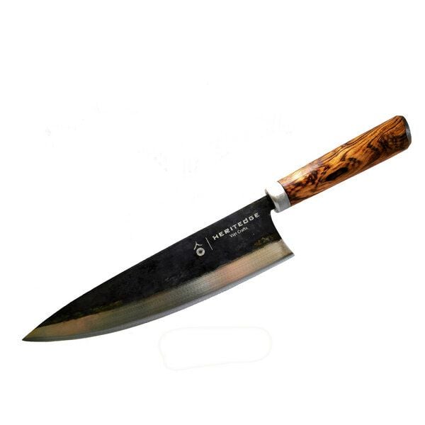 Heritedge Viet Crafts Long Classic - Küchenmesser, extrem scharfe Allzweckmesser aus Carbonstahl , mit eleganten ovalem Tamarinden Holzgriff , handgefertigt in Vietnam, 20 cm von Heritedge Viet Crafts