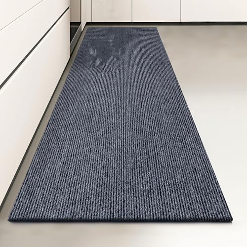 Herjiore Küchenläufer rutschfeste 40x100cm, 5 mm Dünne Selbstklebende Küchenmatte (Dunkelgrau100*40cm) von Herjiore