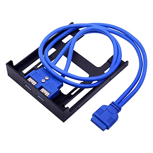 Herklotzn 2 Anschlüsse USB 3.0 Frontpanel Floppy Disk Bay 20 Pin USB 3.0 Hub Adapter Verlängerungskabel Halterung Kunststoff Halterung für PC Desktop Computer von Herklotzn