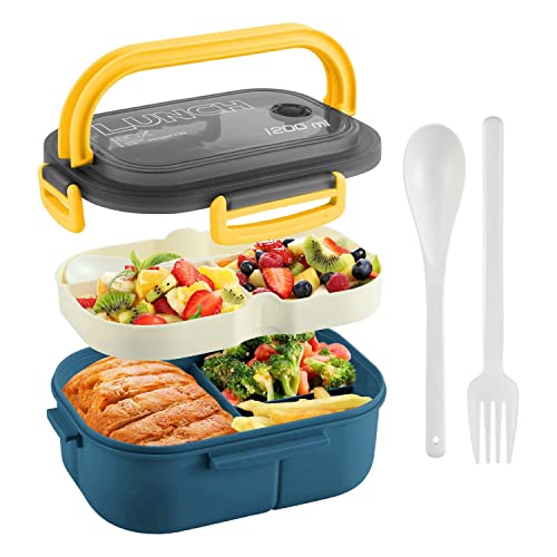 Herklotzn Bento Box Lunchbox für Erwachsene, 1200 Ml Doppelschicht-Lunchbox mit und, LebensmittelbehäLter mit Hoher KapazitäT, Auslaufsicher Herklotzn Bento Box Lunchbox für Erwachsene, 1200 Ml Doppelschicht-Lunchbox mit und, LebensmittelbehäLter mit Hoher KapazitäT, Auslaufsicher von Herklotzn