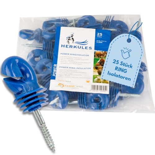 Farmland Herkules Ringisolator - Hochwertige Zaun Isolatoren aus robustem Kunststoff für Litzen und Seile - Ring Isolatoren zum Eindrehen für Weidezaun von Herkules