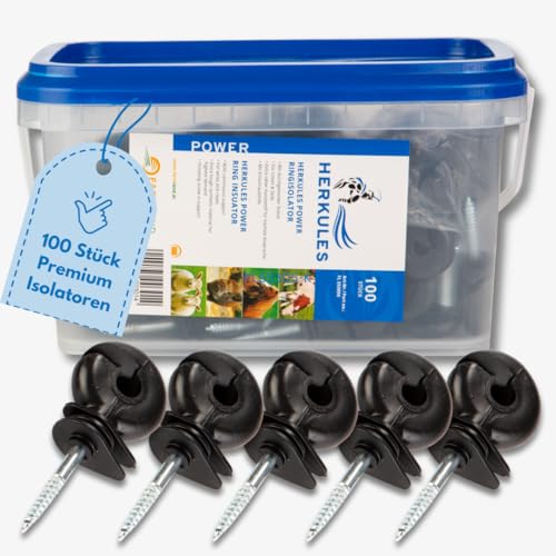 Farmland Herkules Ringisolator - Hochwertige Zaun Isolatoren aus robustem Kunststoff für Litzen und Seile - Ring Isolatoren zum Eindrehen für Weidezaun von Herkules