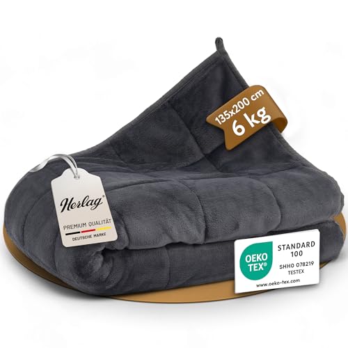 Herlag Gewichtsdecke 6 kg 135x200cm | Schwere Decke zum Schlafen | Anti-Stress Therapiedecke | Gewichtete Bettdecke für Erwachsene & Jugendliche | Körpergewicht 40-90kg von Herlag