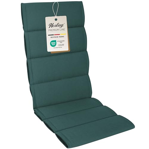 Herlag Hochlehner-Polsterauflage Linnea 123x50x3cm | Stuhlauflage Mehrfachsteppung | Auflage für Hochlehner-Gartenstühle | Premium-Line | Öko Tex 100 | 1 Polster | Petrol Sundance Wetterfest von Herlag