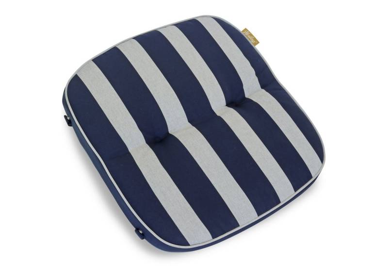 Herlag Hockerauflage Tilly, 55x50x7cm Blockstreifen Blau-Gestreift Fleckschutz von Herlag