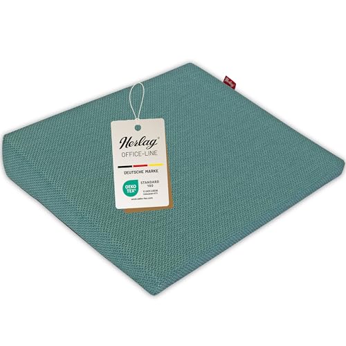 Herlag Keilkissen Stella 37x33x7/2cm | Ergonomisches Sitzkissen für Bürostuhl | Ergo-Sitzkeilkissen Büro & Home Office | Bürostuhlkissen für gerades Sitzen | Anti-Rutsch | Waschbar | Petrol von Herlag