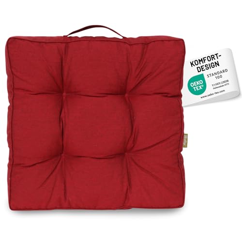 Herlag Loungekissen AVA 50x50x10cm | Extra Dicke Sitzkissen 10 cm für Gartenbank Lounge | Gartenstuhlauflage mit Deluxe-Komfort | Öko Tex 100 | 1 Polster | Rot von Herlag