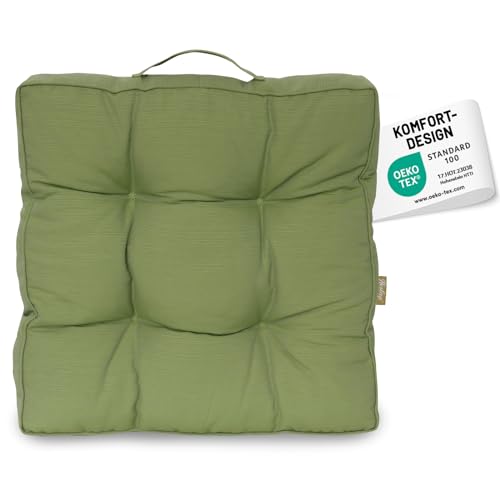Herlag Gartenstuhlauflage AVA Loungekissen 50x50x10cm | Gartenkissen für Loungegarnitur | Lounge-Auflage extra Starke Polsterung 10cm | Hoher Sitzkomfort | Öko Tex 100 | Grün von Herlag