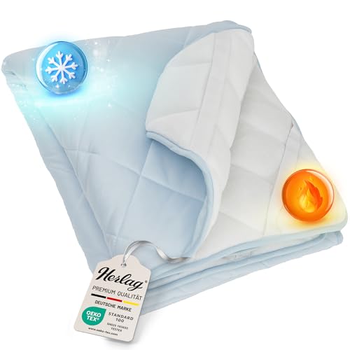 Herlag Matratzenauflage 180x200cm | 2-in-1 Wendeauflage mit Sommer- & Winterseite | Ganzjähriger Matratzenschoner | Cooling-Gewebe & Micro-Flanell | Waschbar & Trocknergeeignet | Öko Tex 100 von Herlag