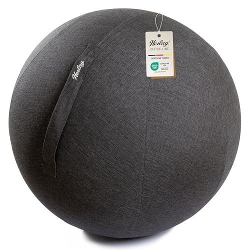 Herlag Office Ball 65cm | Sitzball Büro & Home Office | Gymnastikball ergonomisches Sitzen | Für Körpergrößen 160-185cm | Alternativer Bürostuhl | Waschbar | Anthrazit von Herlag
