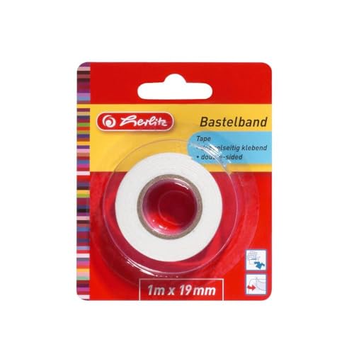 Herlitz 10682946 Bastelband 1 m x 19 mm weiß, doppelseitig klebend, Schaumbasis von Herlitz