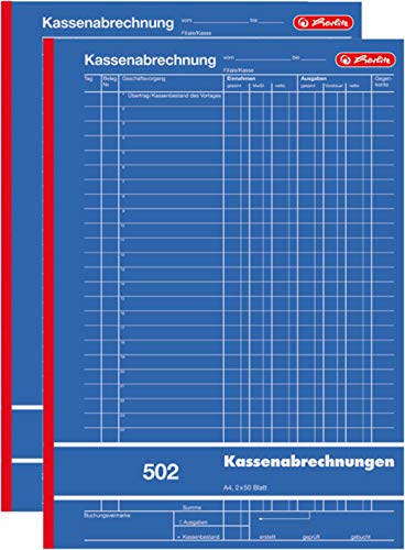 Herlitz 882415 Kassenabrechnungsbuch 502, Karton, A4, 2x50 Blatt blau (2) von Herlitz