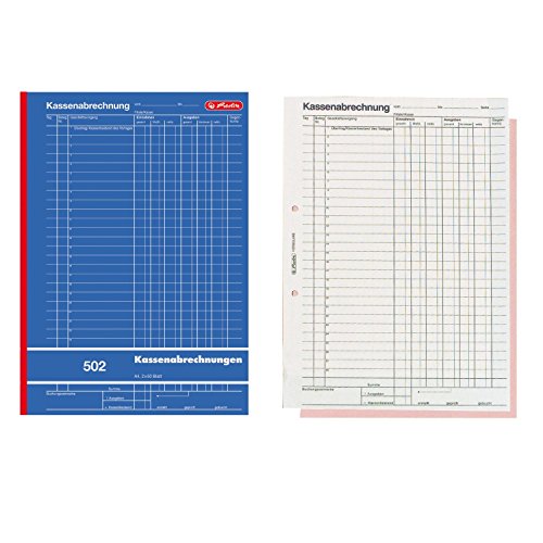 Herlitz 882415 Kassenabrechnungsbuch 502, Karton, A4, 2x50 Blatt blau (2er Pack) von Herlitz