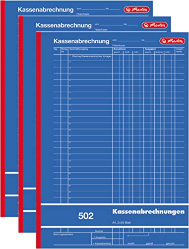 Herlitz 882415 Kassenabrechnungsbuch 502, Karton, A4, 2x50 Blatt blau (3) von Herlitz
