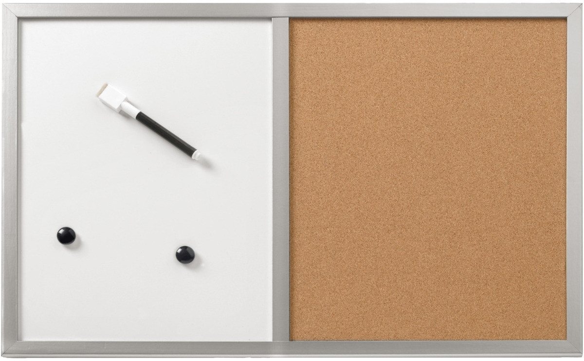 Herlitz Wandtafel Whiteboard / Pinnwand 40x60cm beschriftbar Holzrahmen silber von Herlitz