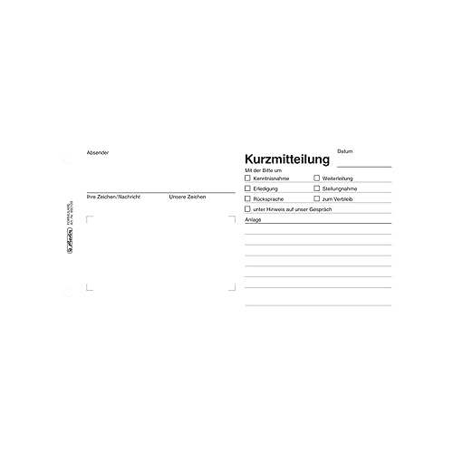 Kurzmitteilung Hz 21x10cm 50Bl. von Herlitz
