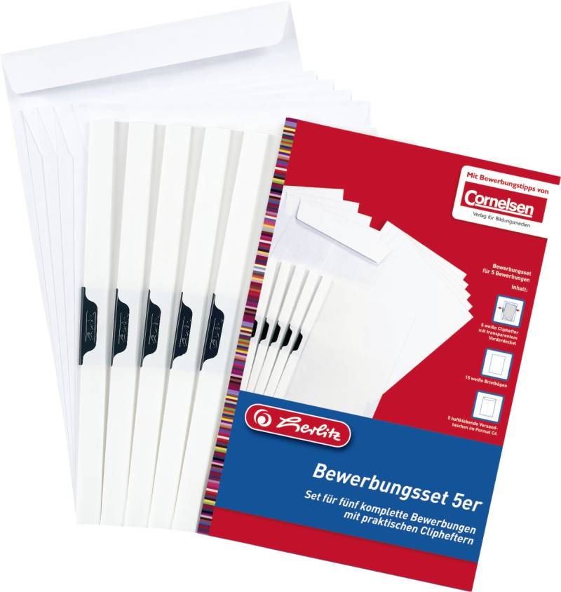 herlitz Bewerbungsset 5 Klemmhefter + 5 Versandtaschen von Herlitz