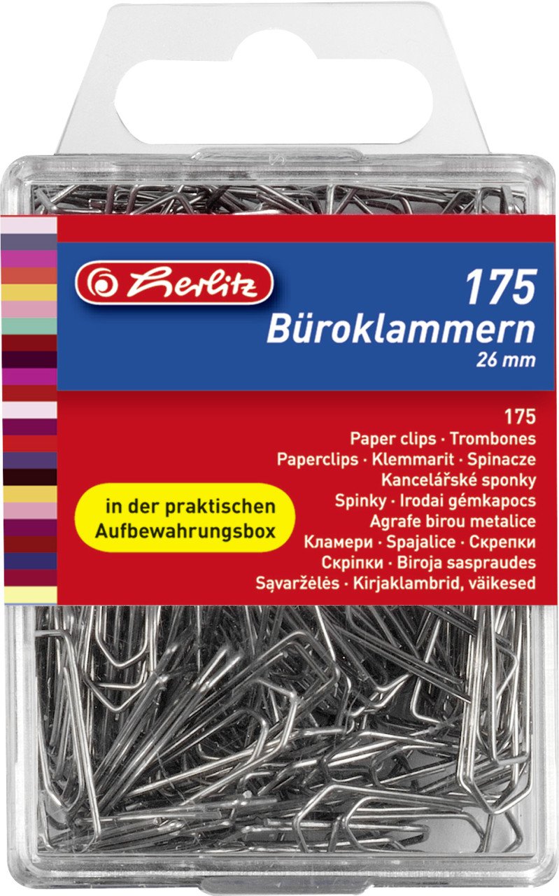 herlitz Büroklammer Brief- Aktenklammer 26 mm, 175 Stück, spitze Form von Herlitz