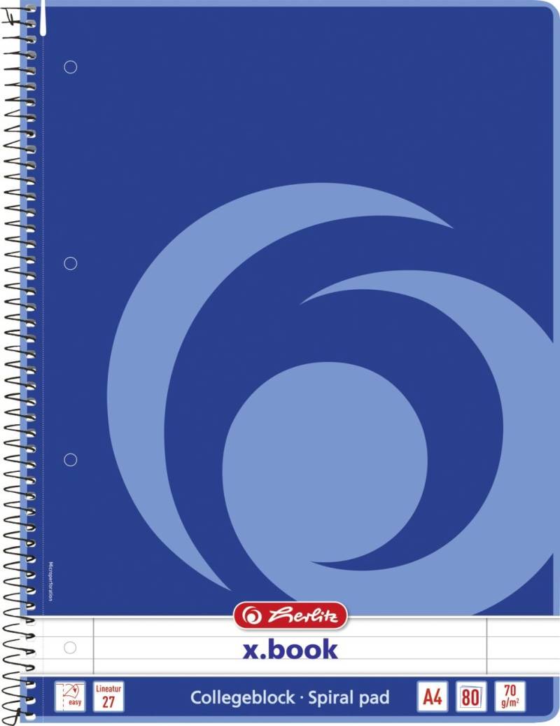 herlitz Collegeblock A4 70g/m² 80 Blatt liniert Rand links u rechts von Herlitz
