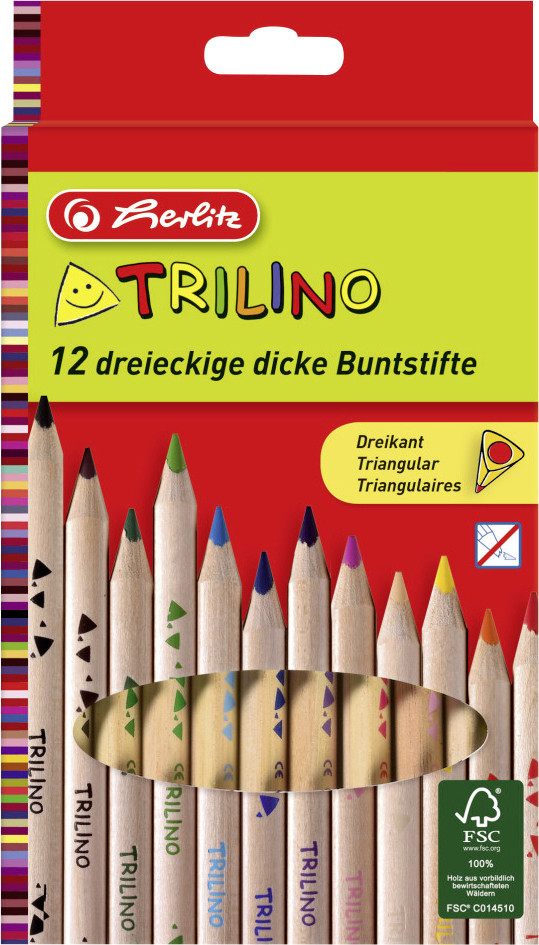 herlitz Dreikantbuntstifte Trilino 12er aus Holz in Hängeschachtel von Herlitz