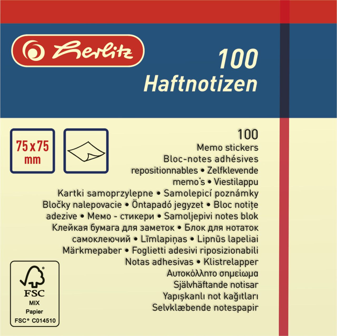 herlitz Haftnotizen 75x75mm 100 Blatt von Herlitz