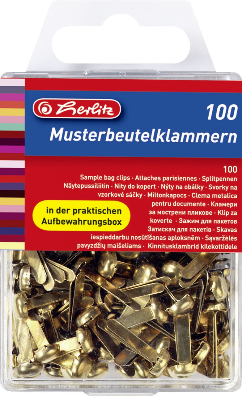 herlitz Musterbeutelklammer Metall messing, 100 Stück von Herlitz