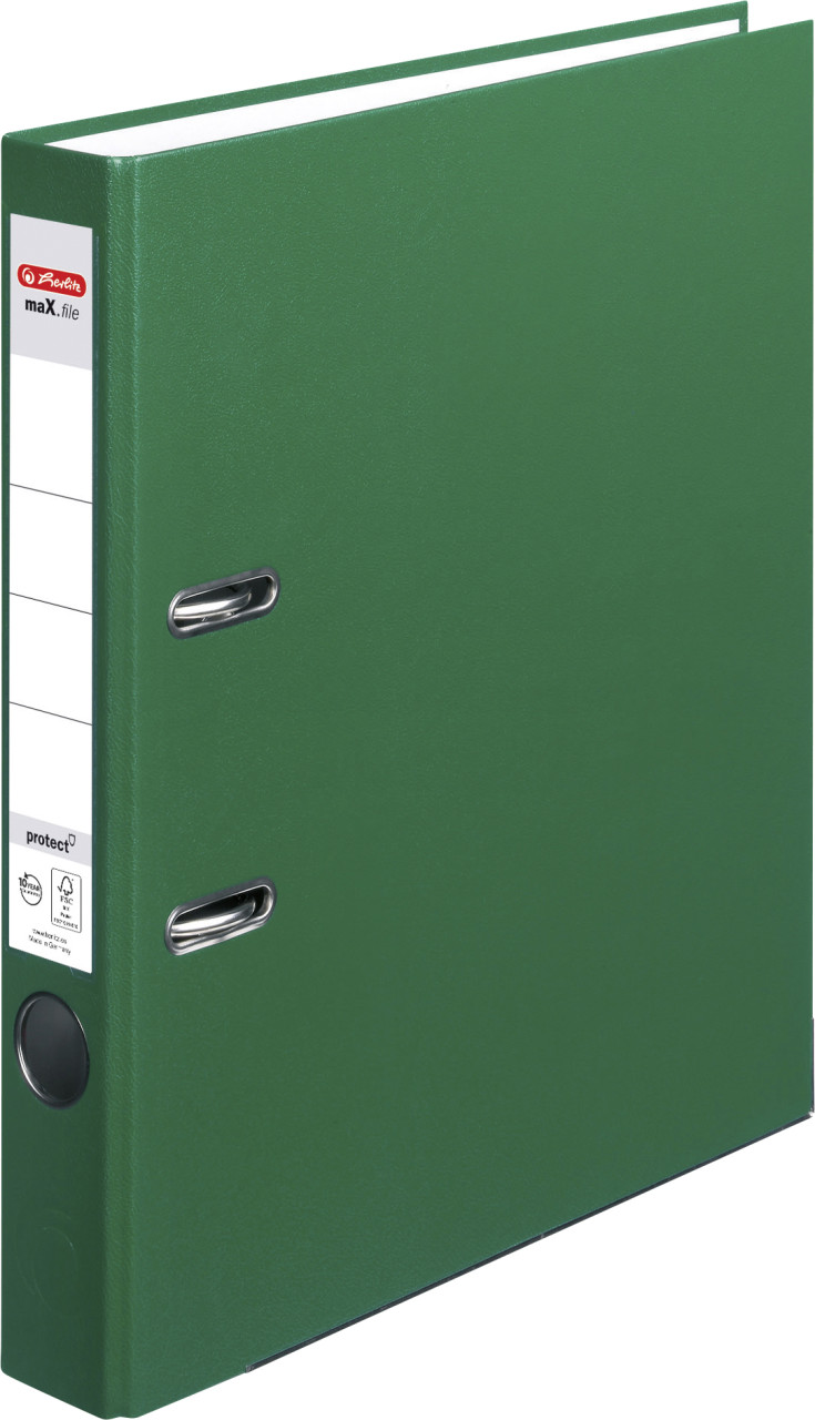herlitz Ordner max. file protect A4 PP-Folienbezug Fenster 5 cm grün von Herlitz