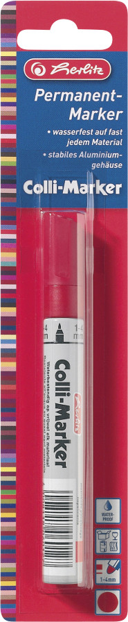 herlitz Permanentmarker Colli Marker 1 - 4 mm, rot, wasserfest von Herlitz