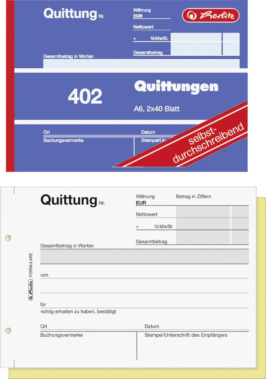 herlitz Quittungsblock A6 402 2x40 Bl. selbstdurchschreibend von Herlitz