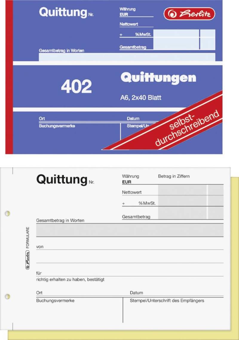 herlitz Quittungsblock A6 402 2x40 Bl. selbstdurchschreibend von Herlitz