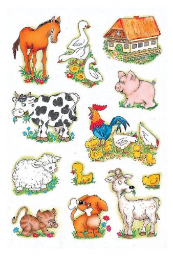 HERMA 5419 Lustige Tiere Sticker für Kinder, Bauernhoftiere (36 Aufkleber, Papier, matt) selbstklebend, permanent haftende Motiv Etiketten für Mädchen und Jungen, bunt von HERMA