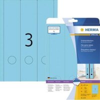 Ordnerrückenetikett breit/lang 61 x 297 mm (B x H) selbstklebend mit Griffloch blau 60 Etik./Pack. von Herma