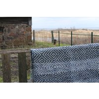 Blauer Küchenteppich/Denim Teppich Designteppich von HermanTextiles