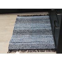 Handgewebter Blauer Teppich/Boho Aus Baumwolle von HermanTextiles