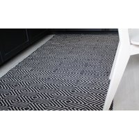 Rustikaler Flurteppich/Teppichläufer Aus Schwarzer Baumwolle Und Natürlicher Jute Juteteppich von HermanTextiles