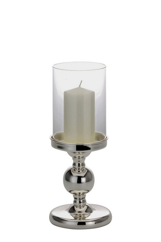 Hermann Bauer jun. Kollektion GmbH Windlicht Windlicht "Romantik" auf Kugelfuß, versilbert glatt poliert, H 30 cm von Hermann Bauer jun. Kollektion GmbH