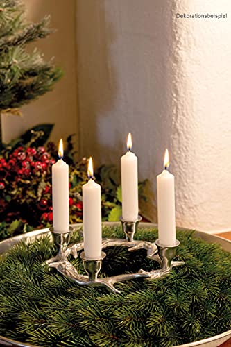 Kerzenhalter Geweih Silber Aluminium für 4 Stab Kerzen Kerzenleuchter Adventgesteck von Hermann Bauer jun.