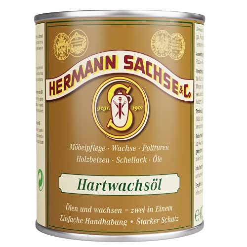 Hermann Sachse Hartwachsöl farblos - 2-in-1-Holzpflegeöl & -Wachs für starken Holzschutz - Für Möbel, Holzboden, Treppenstufen, Türen, Arbeitsplatte & mehr - Für fast jedes Holz - 750 ml von Hermann Sachse