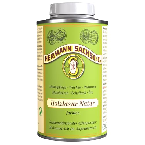 Holzlasur mit UV-Schutz 500 ml – Naturfarbener, seidenglänzender Holzanstrich | Offenporige, wetterfeste Lasur für den Außenbereich Langlebig & Made in Germany von Hermann Sachse